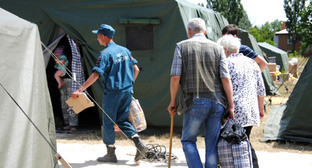 Беженцы с Украины в пункте временного размещения. Июнь 2014 г. Фото: ГУ МЧС России по Ростовской области
