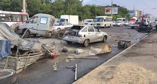 На месте ДТП в Краснодаре. 29 июня 2017 года. Фото: Пресс-служба ООО "Красноармейское ДРСУ" На месте ДТП в Краснодаре. 29 июня 2017 года. Фото: Пресс-служба ООО "Красноармейское ДРСУ"