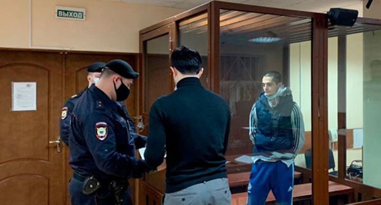 Сайд-Мухаммад Джумаев в зале суда. Январь 2021 года. Фото: пресс-служба Пресненского районного суда