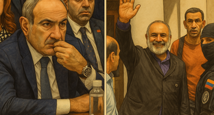 Никол Пашинян и Баграт Галстанчн. Иллюстрация создана "Кавказским узлом" с помощью ИИ в программе Copilot 