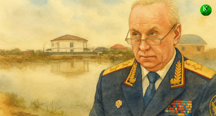 Bastrykin and the flooded village. Illustration created by the "Caucasian Knot" using AI in the Copilot program. Bastrykin and the flooded village. Illustration created by the "Caucasian Knot" using AI in the Copilot program.