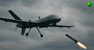 Ракета сбивает БПЛА. Иллюстрация создана «Кавказским узлом» с помощью ИИ в программе Copilot Ракета сбивает БПЛА. Иллюстрация создана «Кавказским узлом» с помощью ИИ в программе Copilot