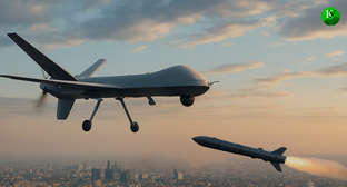 БПЛА и ракета. Иллюстрация создана «Кавказским узлом» с помощью ИИ в программе Copilot БПЛА и ракета. Иллюстрация создана «Кавказским узлом» с помощью ИИ в программе Copilot