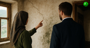 Трещины и плесень на стенах дома. Иллюстрация создана «Кавказским узлом» с помощью ИИ в программе Copilot Трещины и плесень на стенах дома. Иллюстрация создана «Кавказским узлом» с помощью ИИ в программе Copilot