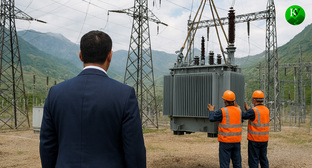 Стройка подстанции. Иллюстрация создана «Кавказским узлом» с помощью ИИ в программе Copilot