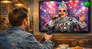 Мужчина в кафе включает песню. Иллюстрация создана «Кавказским узлом» с помощью ИИ в программе Copilot