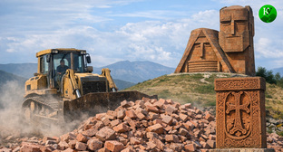 Снос памятников. Иллюстрация создана «Кавказским узлом» с помощью ИИ в программе Copilot