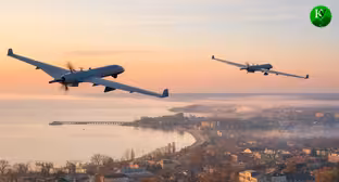 БПЛА над городом. Иллюстрация создана «Кавказским узлом» с помощью ИИ в программе Copilot