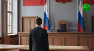 Мужчина в зале суда. Иллюстрация создана "Кавказским узлом" при помощи ИИ в программе Copilot