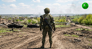 Военнослужащий. Иллюстрация создана "Кавказским узлом" при помощи ИИ в программе Copilot