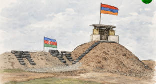 Граница Армении и Азербайджана. Иллюстрация создана "Кавказским узлом" с помощью ИИ.