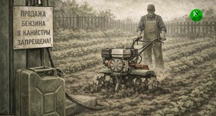 Дачник пашет огород. Коллаж создан "Кавказским узлом" при помощи ИИ в программе Copilot