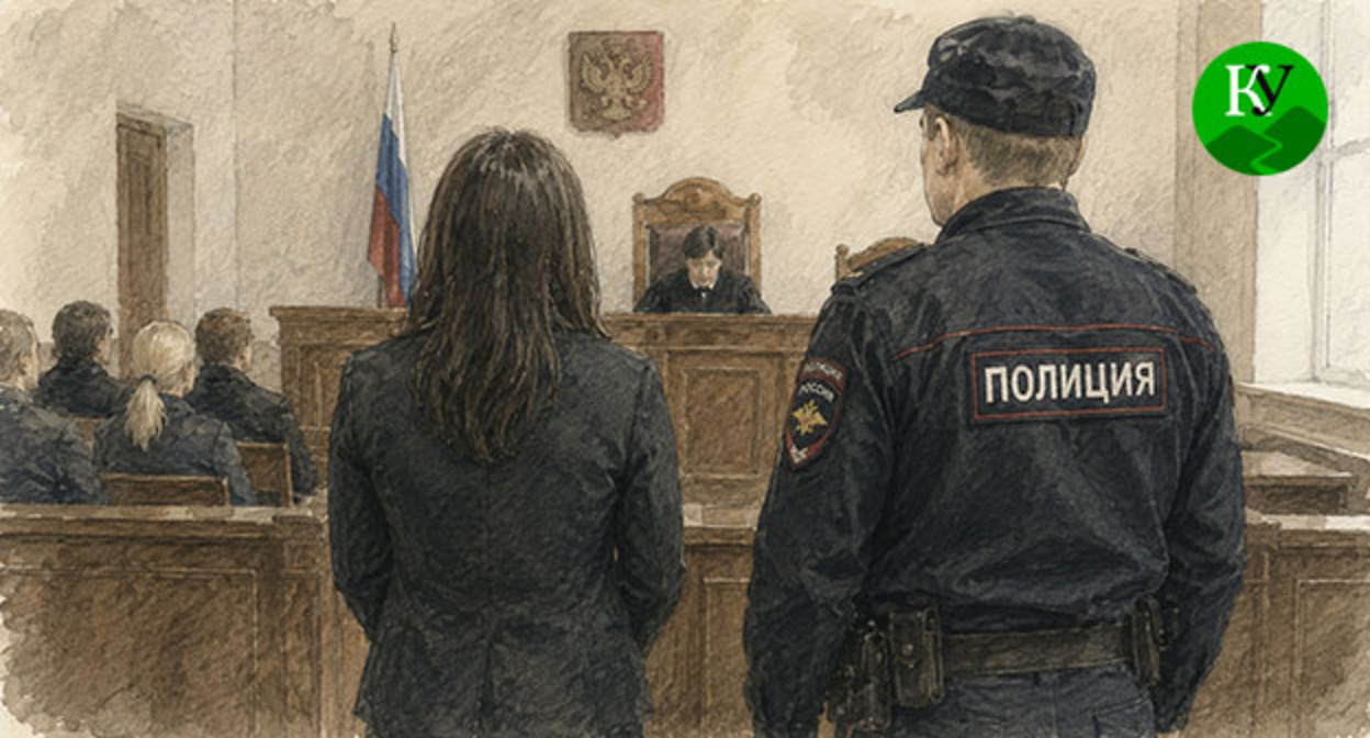 Женщина в зале суда. Иллюстрация создана "Кавказским узлом" при помощи ИИ в программе Copilot