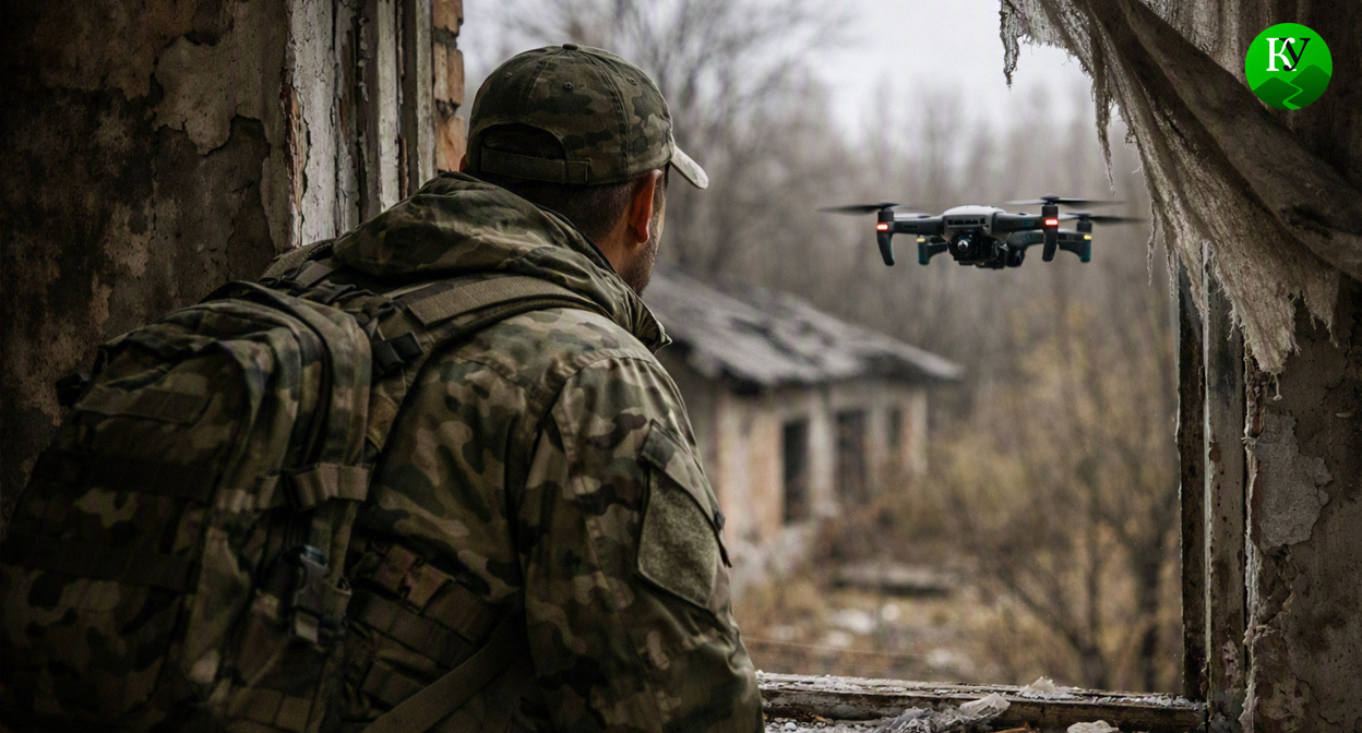 Военный на СВО. Иллюстрация создана «Кавказским узлом» с помощью ИИ в программе Copilot
