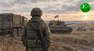 Военнослужащий. Иллюстрация создана "Кавказским узлом" при помощи ИИ в программе Copilot