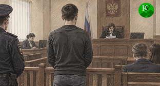 Мужчина в зале суда. Иллюстрация создана "Кавказским узлом" при помощи ИИ в программе Copilot