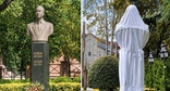 Поврежденный бюст Гейдара Алиева в Тбилиси. Скриншот публикации на странице abc.az в соцсети