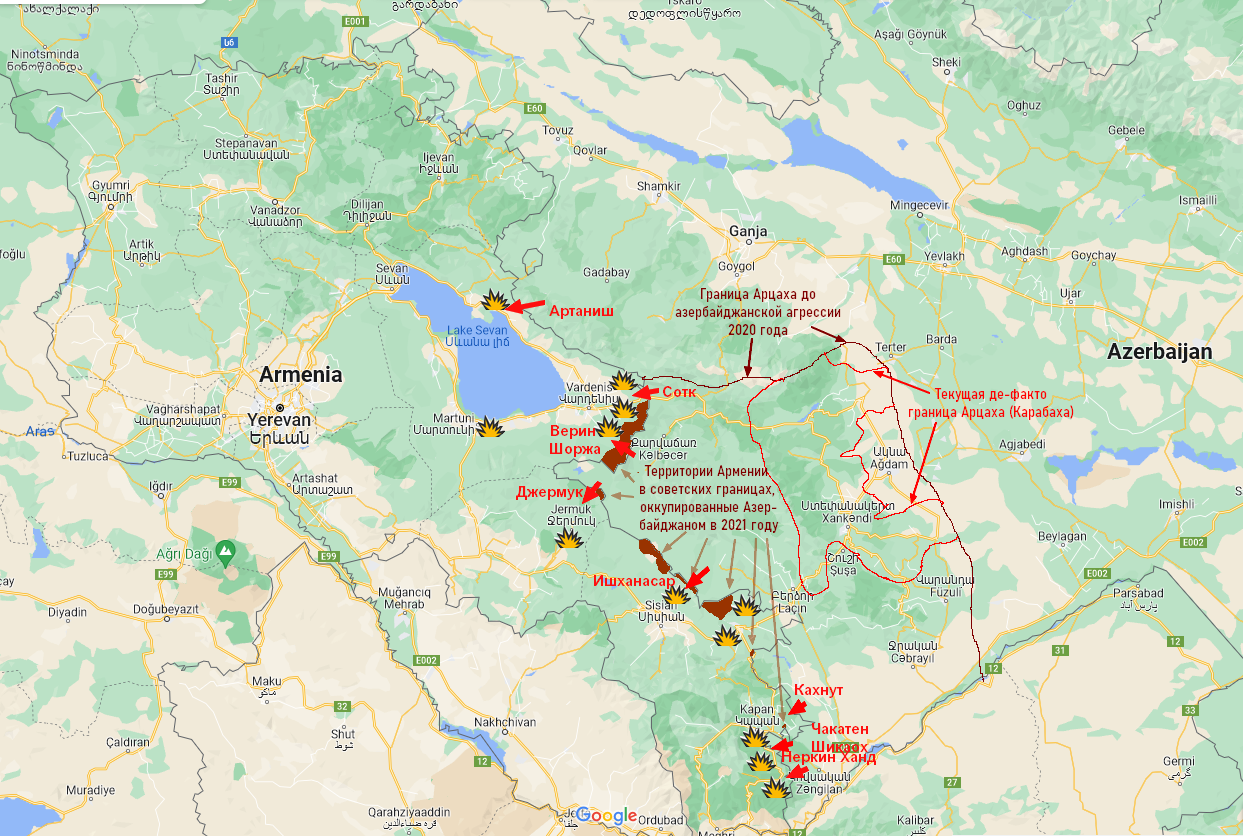 Кавказский Узел | Карта столкновений на границе Армении и Азербайджана